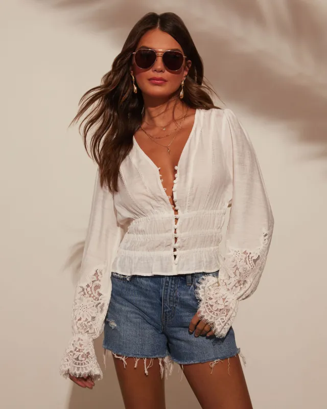 Love Language Smocked V Neck Top sold by Vici