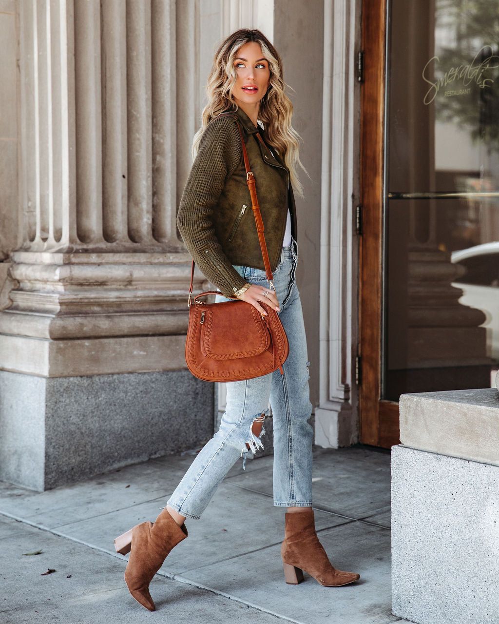 Roland Faux Suede Contrast Knit Moto Jacket - FINAL SALE sold by Vici product image thumbnail 8