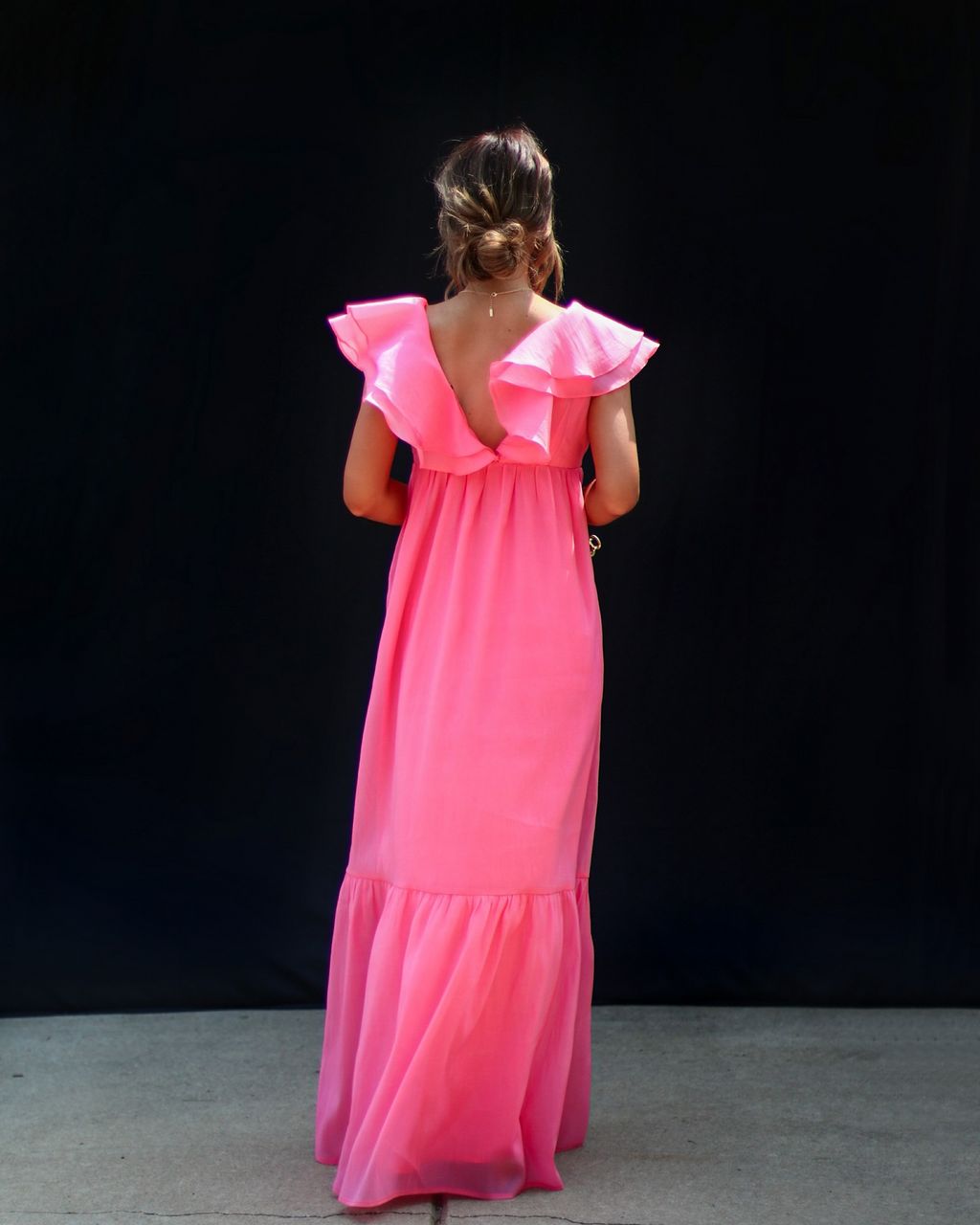 Lover's Gaze Ruffle Hem Tiered Maxi Dress - Pink - FINAL SALE sold by Vici product image thumbnail 2