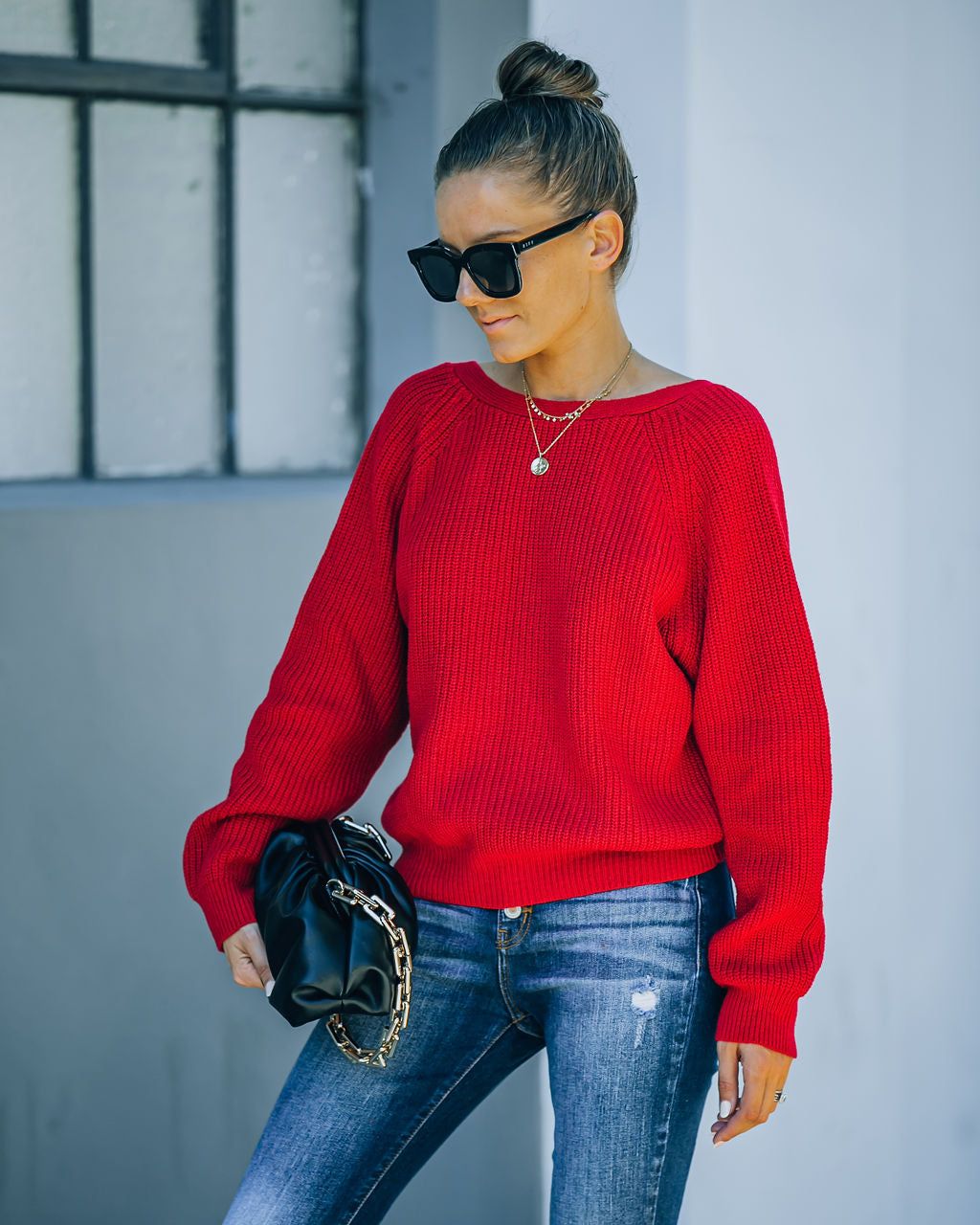 Bryar Drape Back Knit Sweater - Deep Red - FINAL SALE sold by Vici product image thumbnail 6