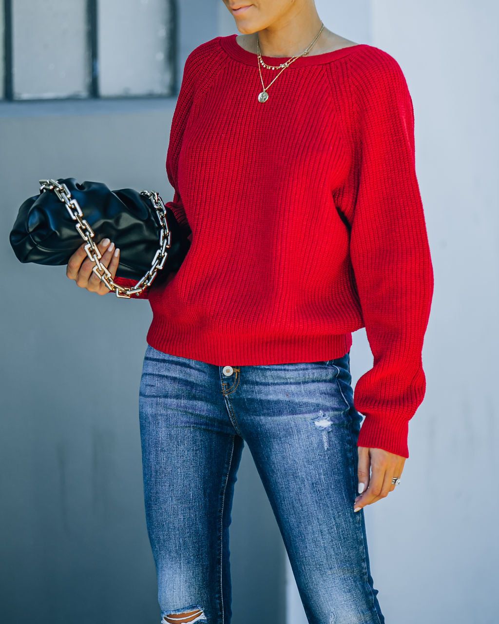 Bryar Drape Back Knit Sweater - Deep Red - FINAL SALE sold by Vici product image thumbnail 8