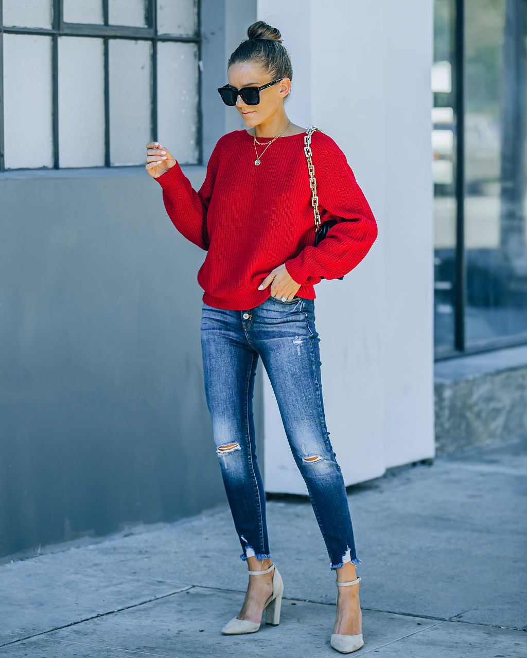 Bryar Drape Back Knit Sweater - Deep Red - FINAL SALE sold by Vici product image thumbnail 10