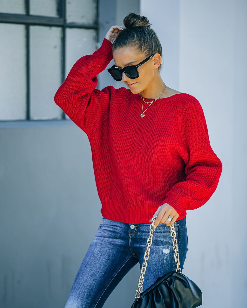Bryar Drape Back Knit Sweater - Deep Red - FINAL SALE sold by Vici product image thumbnail 2