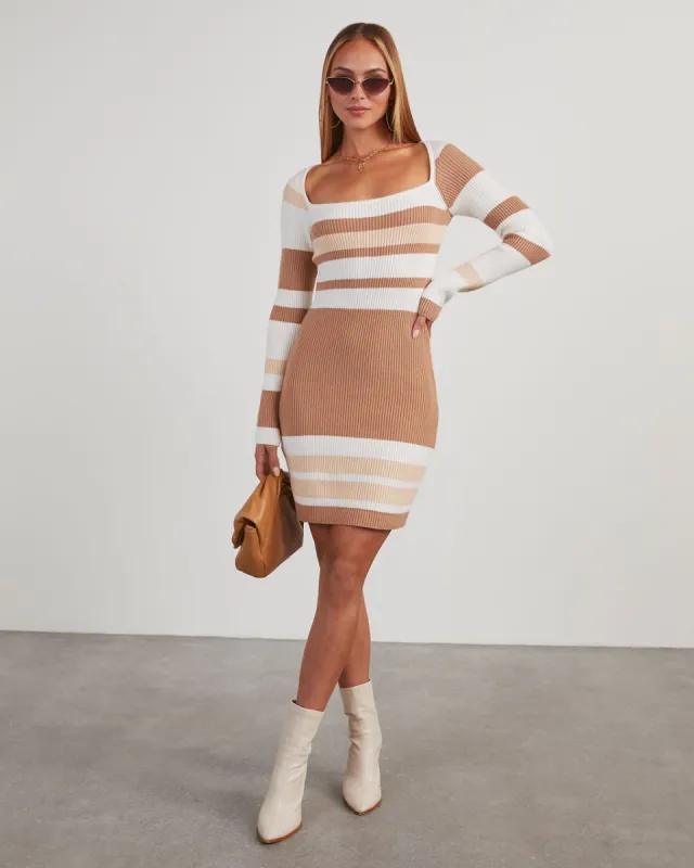 Becky Striped Bodycon Long Sleeve Mini Dress sold by Vici