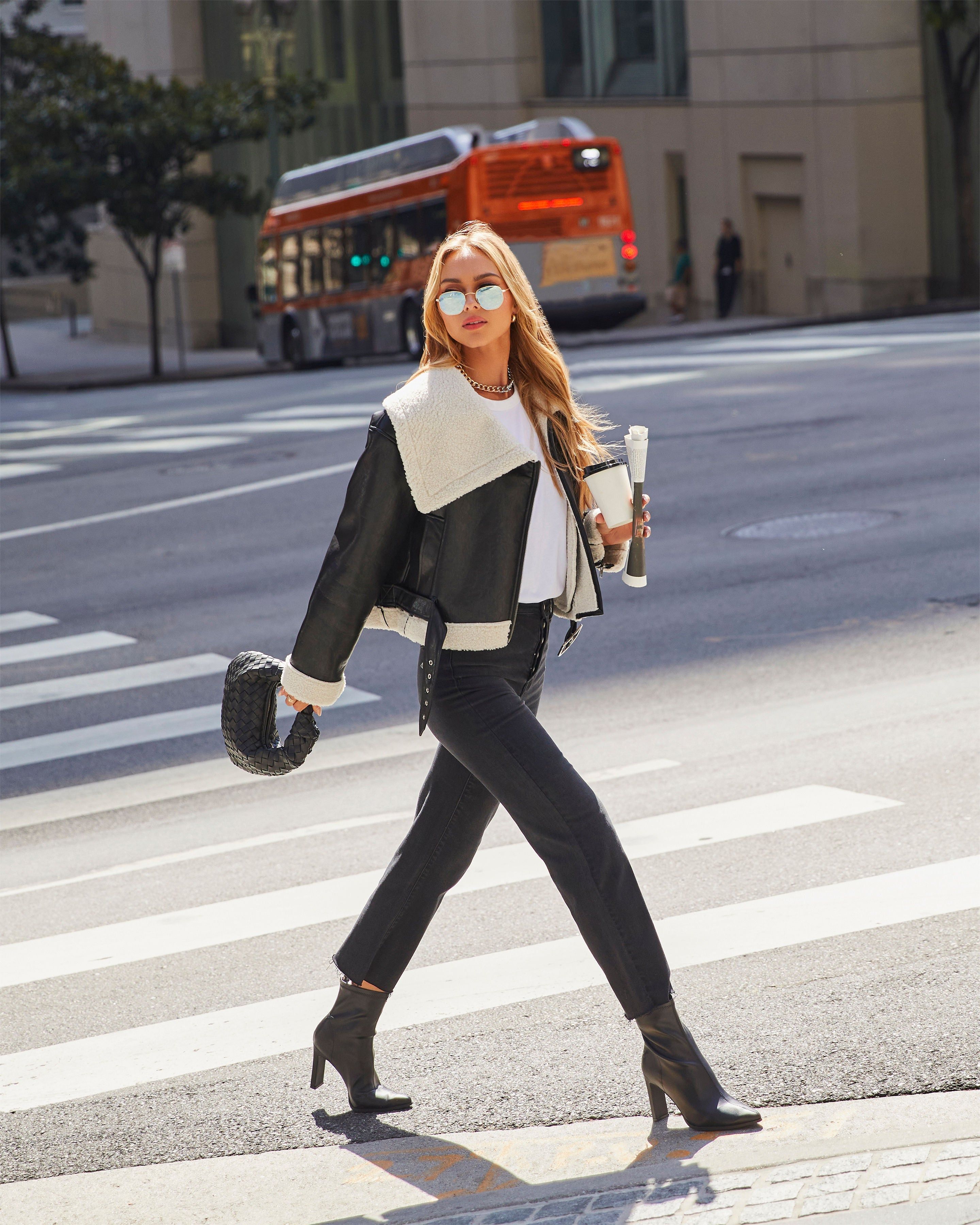 Bleeker Faux Leather Shearling Jacket sold by Vici product image thumbnail 2