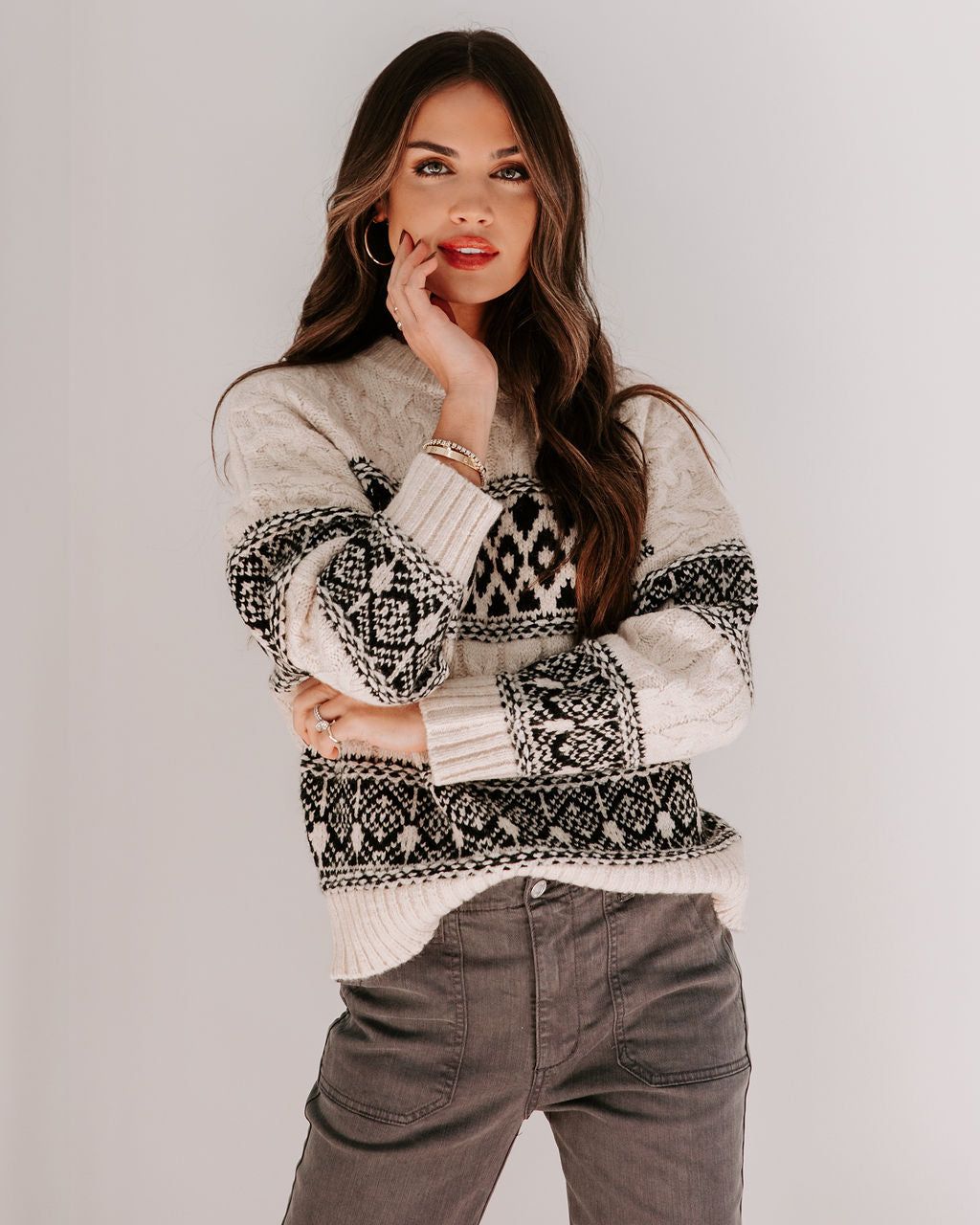 Sierra Nevada Cable Knit Pullover Sweater sold by Vici