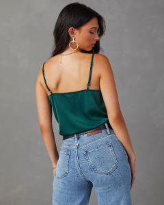 Rachel Leigh Cowl Neck Bodysuit - Hunter Green - SALE sold by Vici