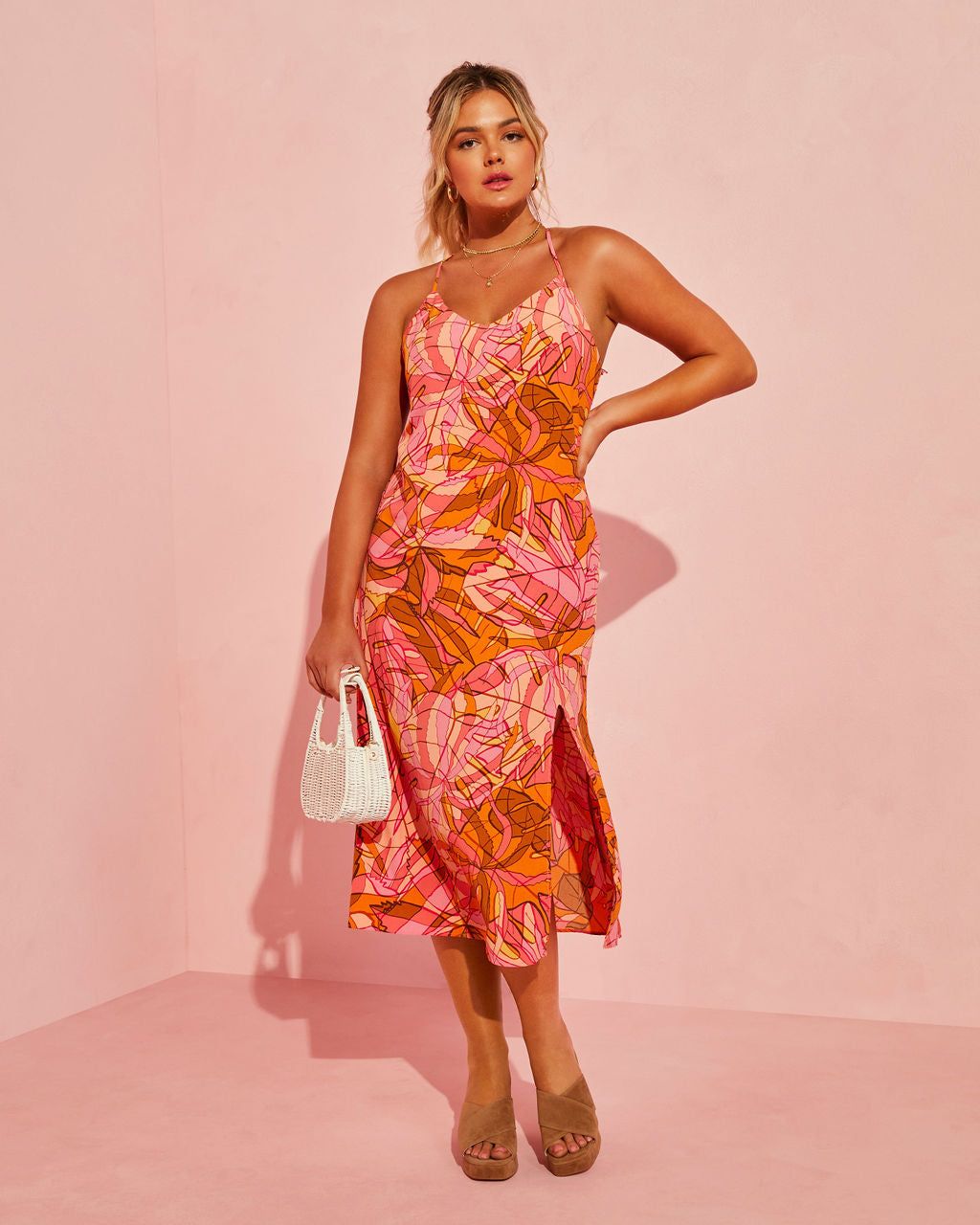 Dawn Floral Slit Midi Dress sold by Vici