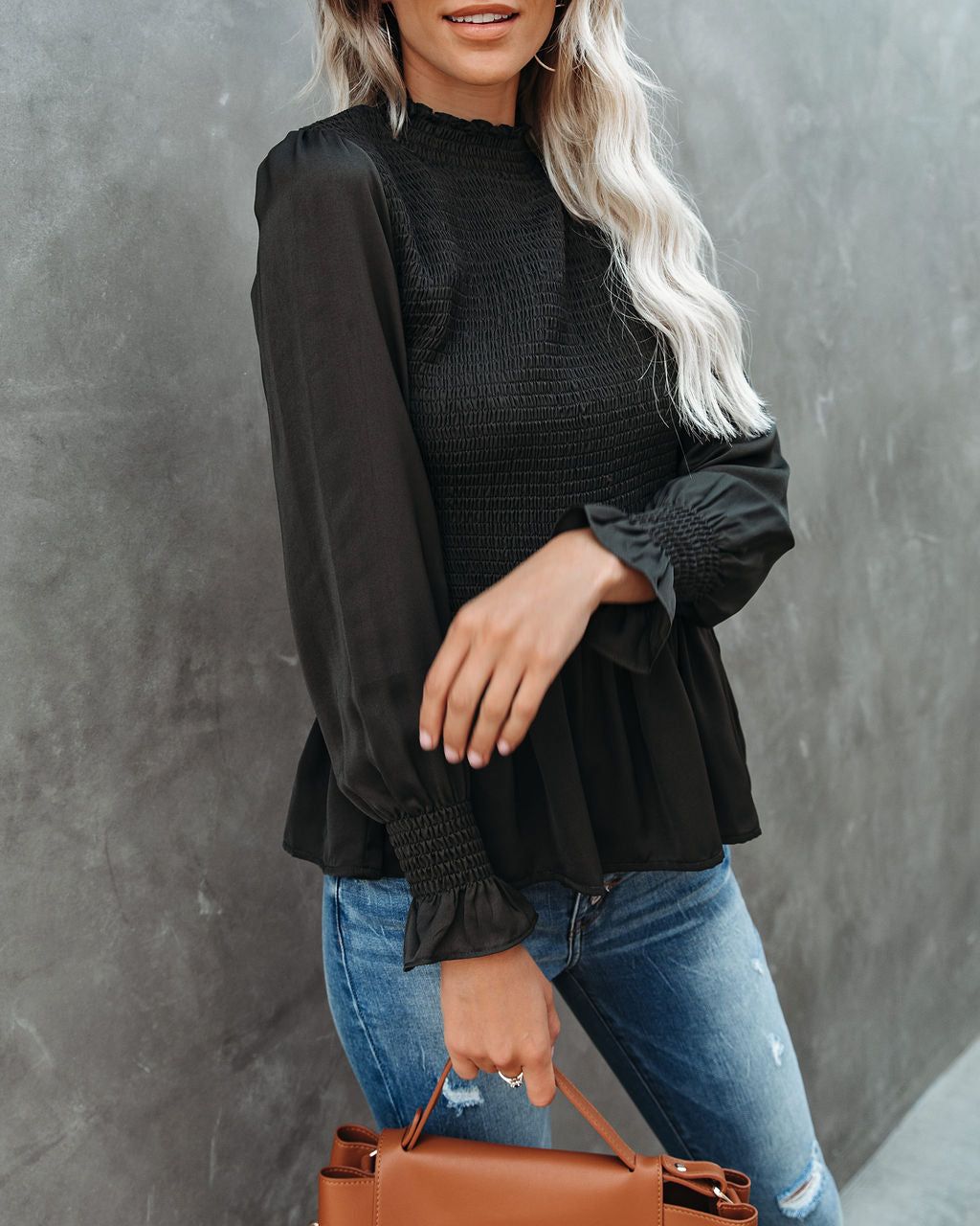 Down To Business Smocked Blouse - Dark Olive - FINAL SALE sold by Vici product image thumbnail 9