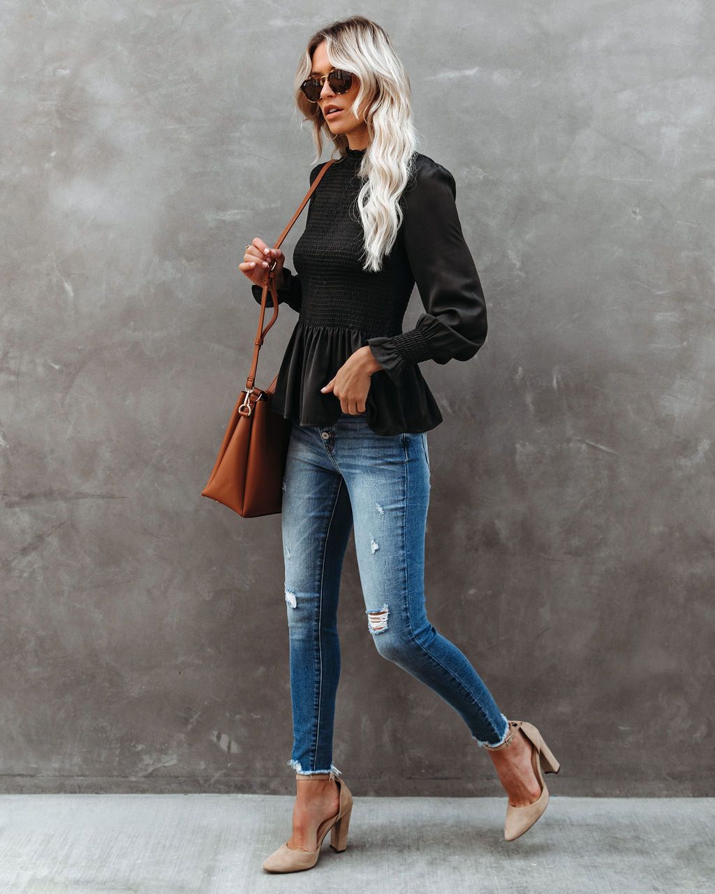 Down To Business Smocked Blouse - Dark Olive - FINAL SALE sold by Vici product image thumbnail 8