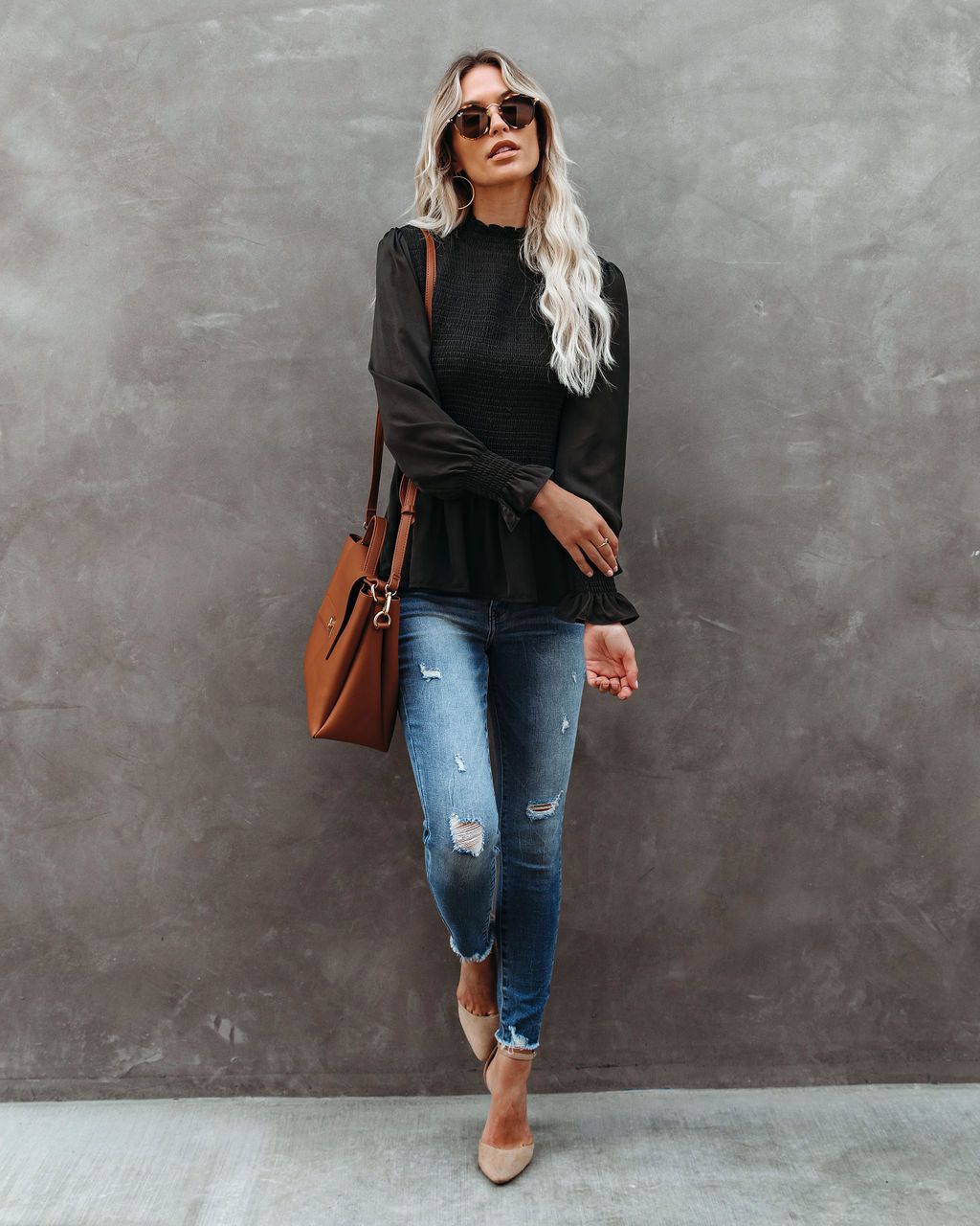 Down To Business Smocked Blouse - Dark Olive - FINAL SALE sold by Vici product image thumbnail 11