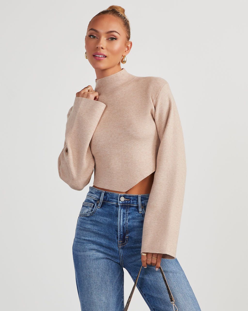 Renzo Mock Neck Sweater - Taupe sold by Vici product image thumbnail 6
