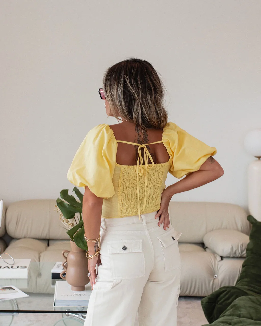 Rylee Cotton Linen Blend Puff Sleeve Top sold by Vici product image thumbnail 3