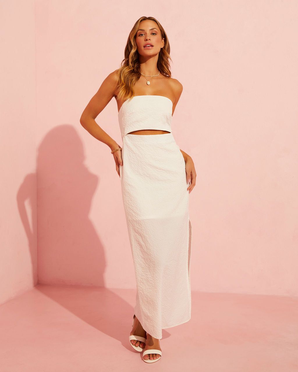 Carine Strapless Cutout Maxi Dress - White - FINAL SALE sold by Vici