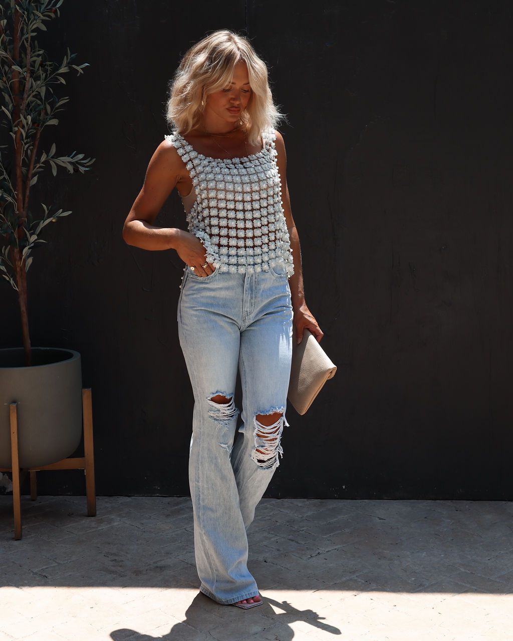 Lizzie Flower Pearl Embellished Top sold by Vici product image thumbnail 3