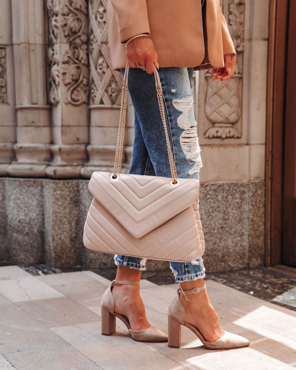 Kaisley Quilted Crossbody Shoulder Bag - Natural sold by Vici product image thumbnail 4