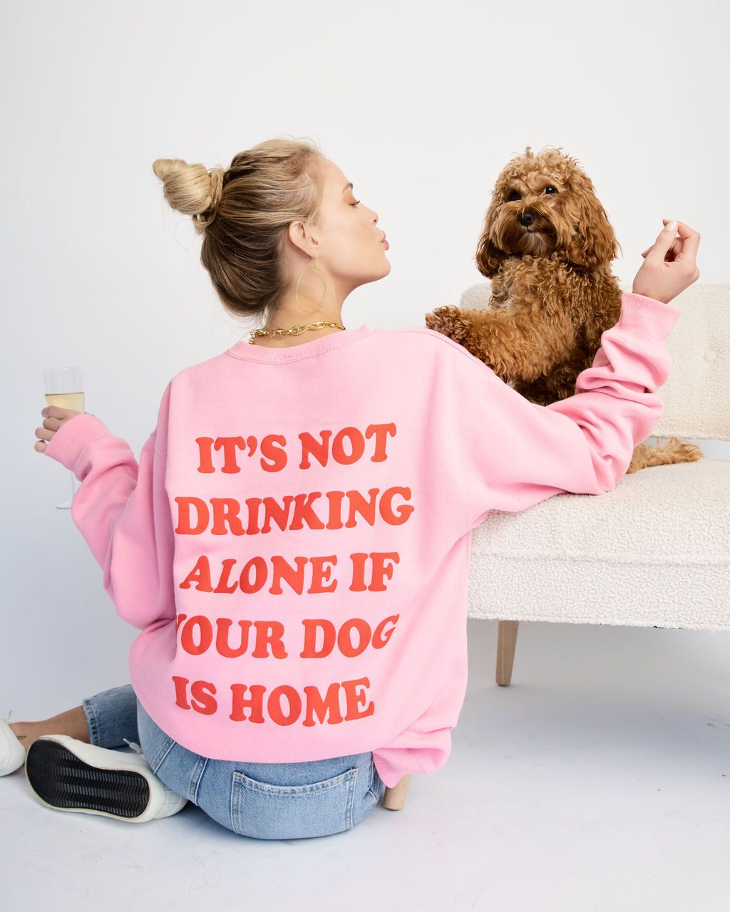 Drinks With My Dog Cotton Blend Sweatshirt sold by Vici