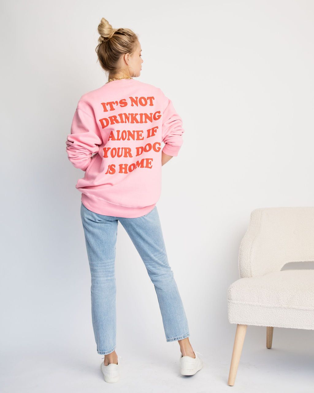 Drinks With My Dog Cotton Blend Sweatshirt sold by Vici product image thumbnail 4