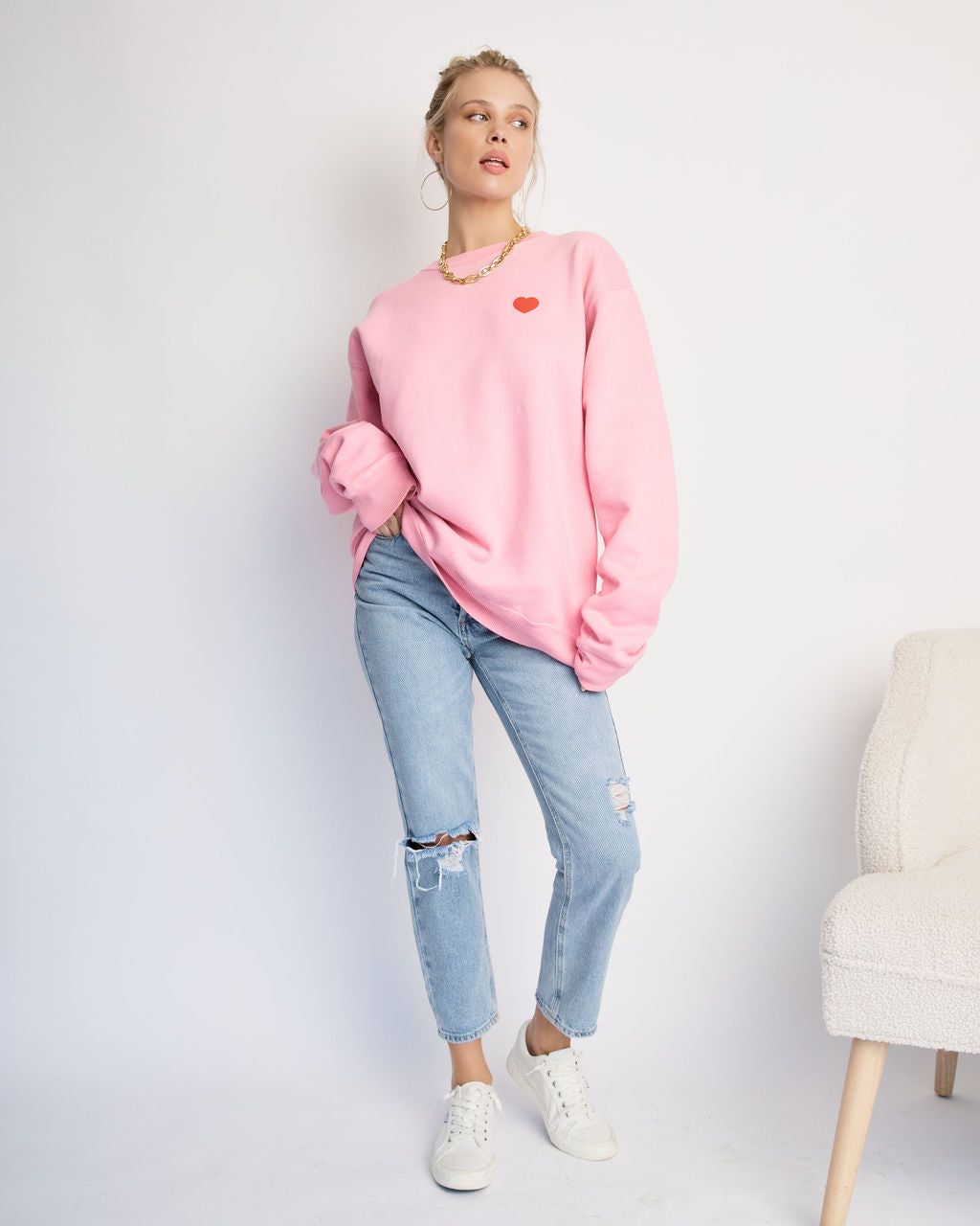 Drinks With My Dog Cotton Blend Sweatshirt sold by Vici product image thumbnail 3