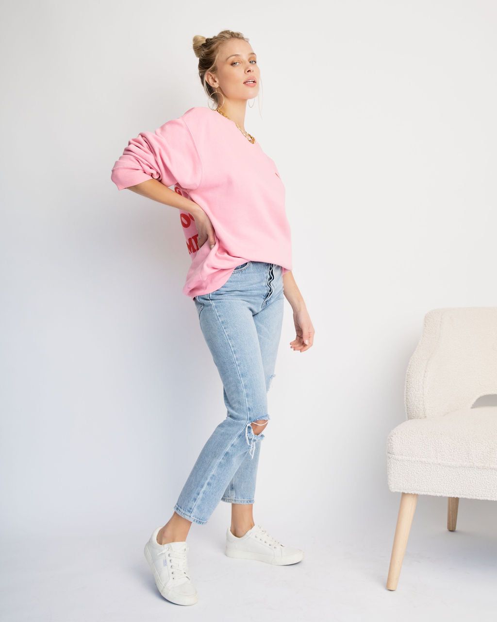 Drinks With My Dog Cotton Blend Sweatshirt sold by Vici product image thumbnail 5