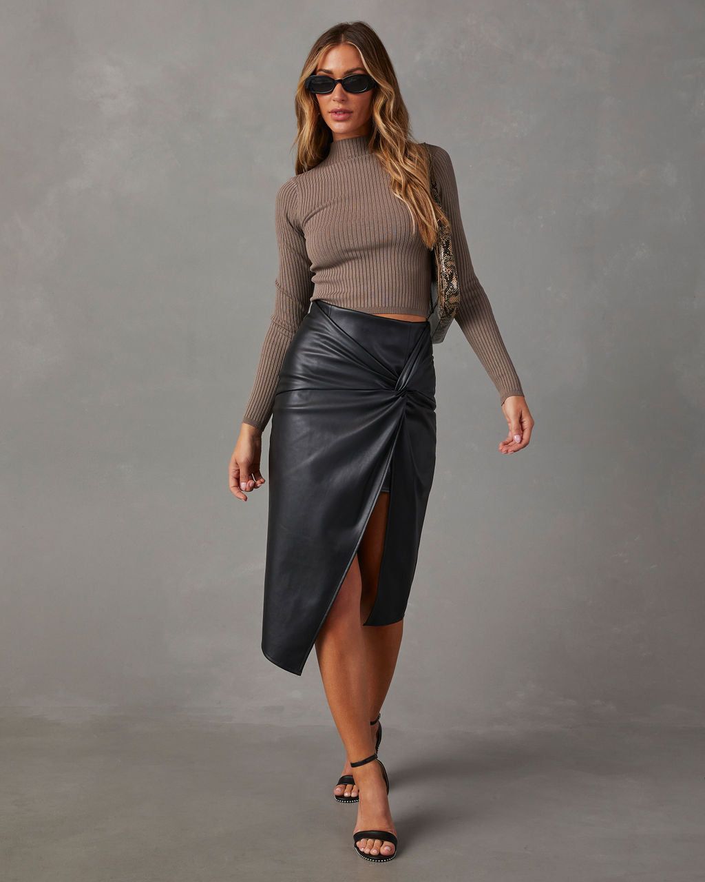 Grainge Mock Neck Knit Top - Mocha sold by Vici product image thumbnail 2