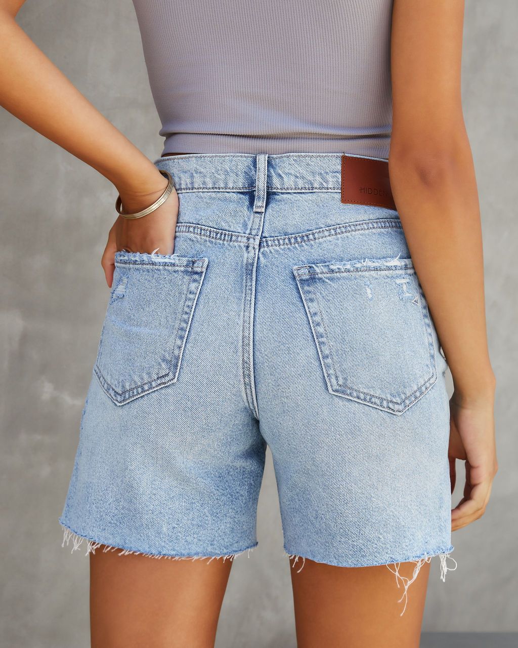 Irvine High Rise Frayed Hem Jean Shorts - FINAL SALE sold by Vici product image thumbnail 2