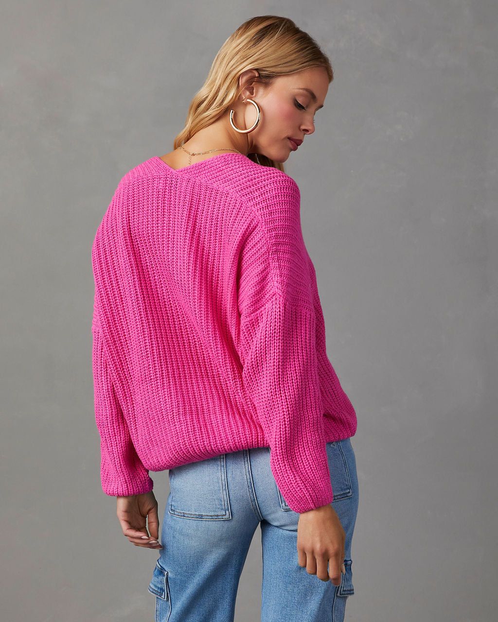 Waiting For You Relaxed V-Neck Sweater - Pink - SALE sold by Vici product image thumbnail 2