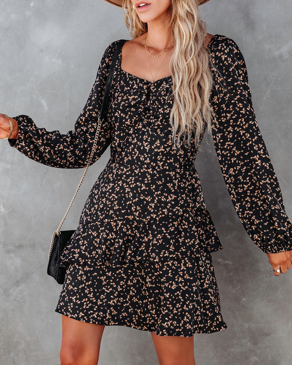 Picking Fall Leaves Satin Mini Dress sold by Vici product image thumbnail 3