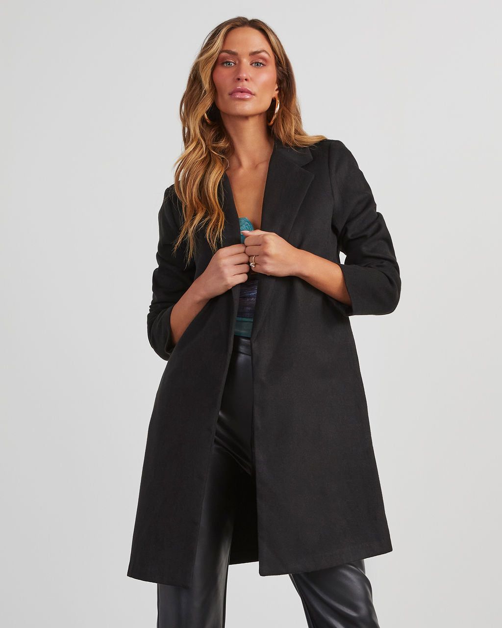 Olivia Tailored Pocketed Coat - Black sold by Vici