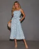 Syndi Tie Waist Printed Denim Midi Dress sold by Vici