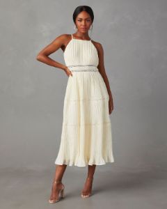 Lucienne Tiered Midi Dress - White - FINAL SALE sold by Vici