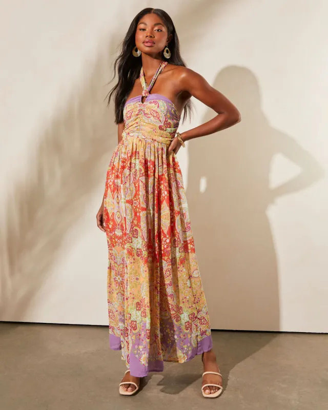 Medford Printed Halter Maxi Dress sold by Vici