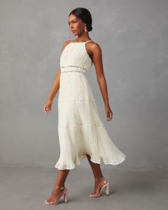 Lucienne Tiered Midi Dress - White - FINAL SALE sold by Vici