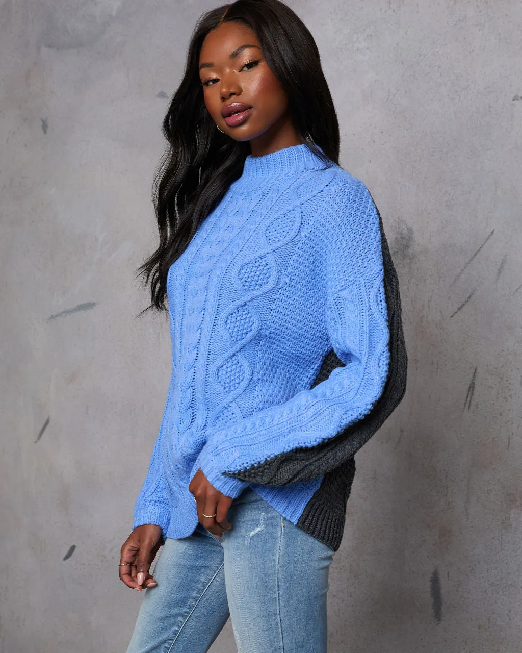Pick A Side Cable Knit Contrast Sweater sold by Vici product image thumbnail 3