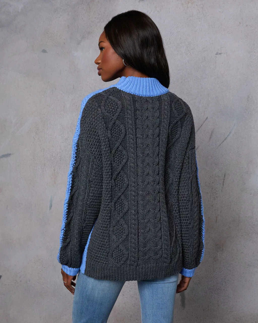 Pick A Side Cable Knit Contrast Sweater sold by Vici product image thumbnail 4