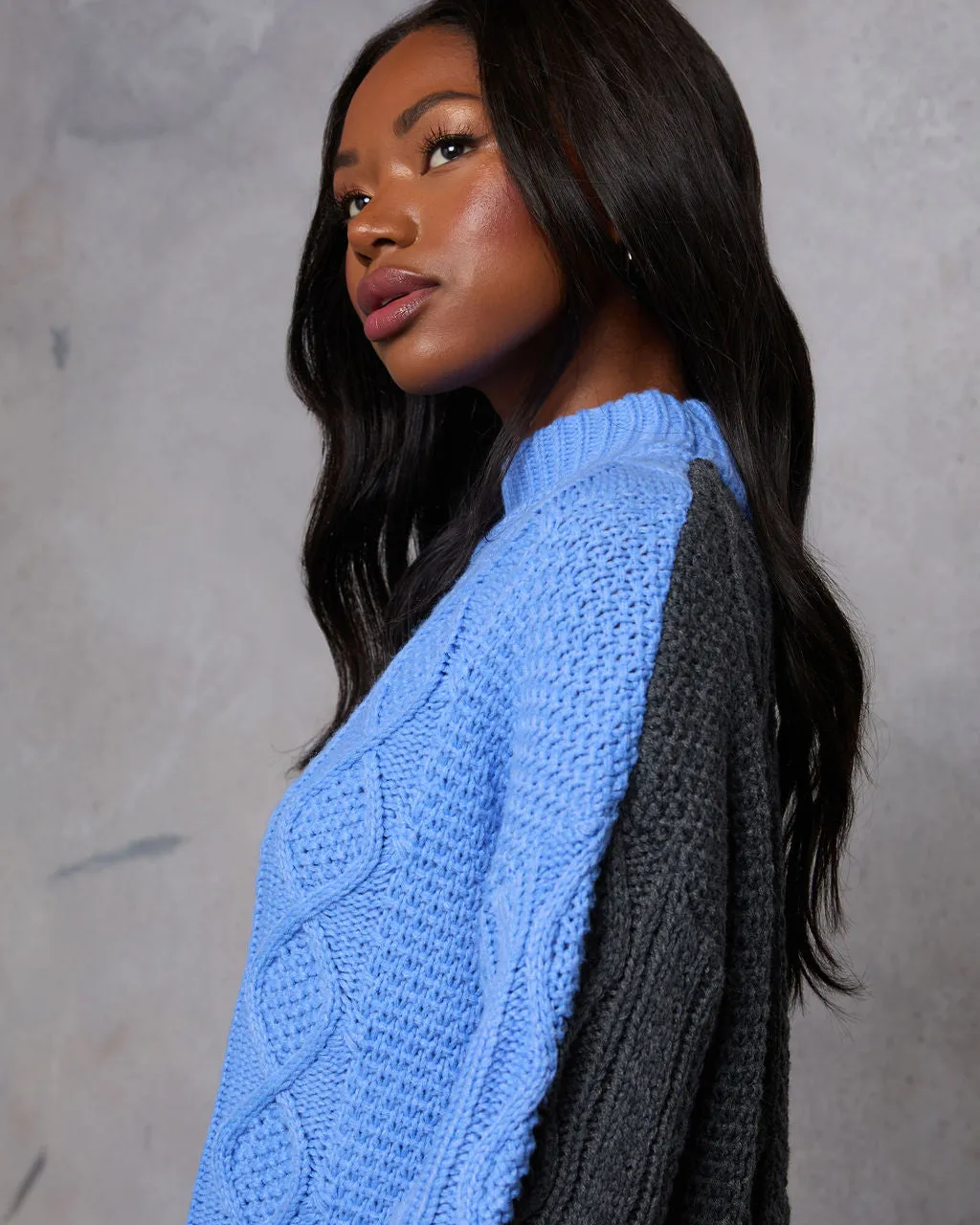 Pick A Side Cable Knit Contrast Sweater sold by Vici product image thumbnail 5