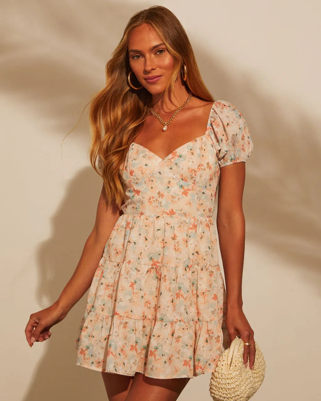 Carleen Tiered Puff Sleeve Mini Dress sold by Vici product image thumbnail 5