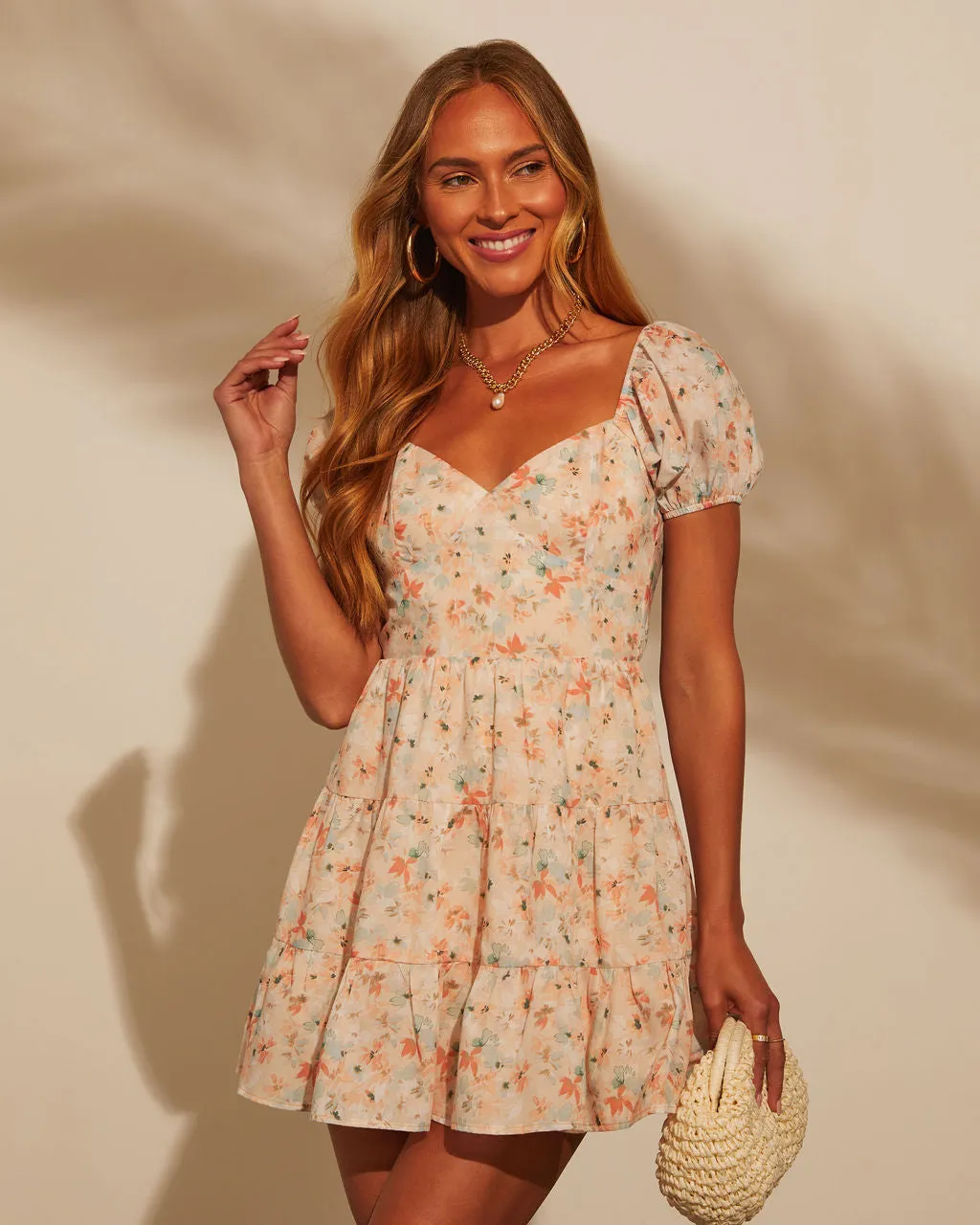 Carleen Tiered Puff Sleeve Mini Dress sold by Vici