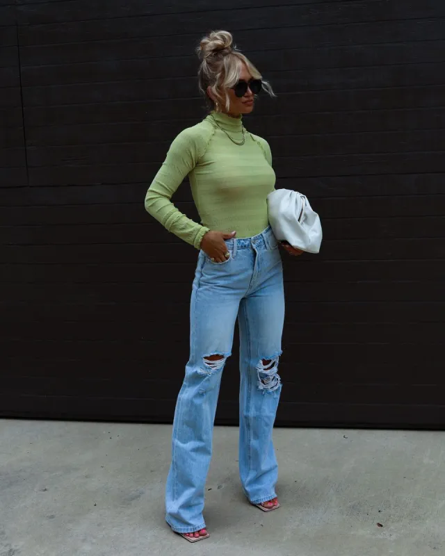 Coban Mesh Mock Neck Long Sleeve Top sold by Vici