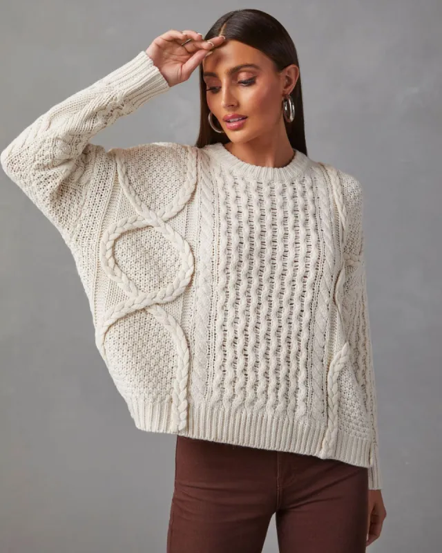 Dorothy Cable Knit Sweater - Ivory sold by Vici