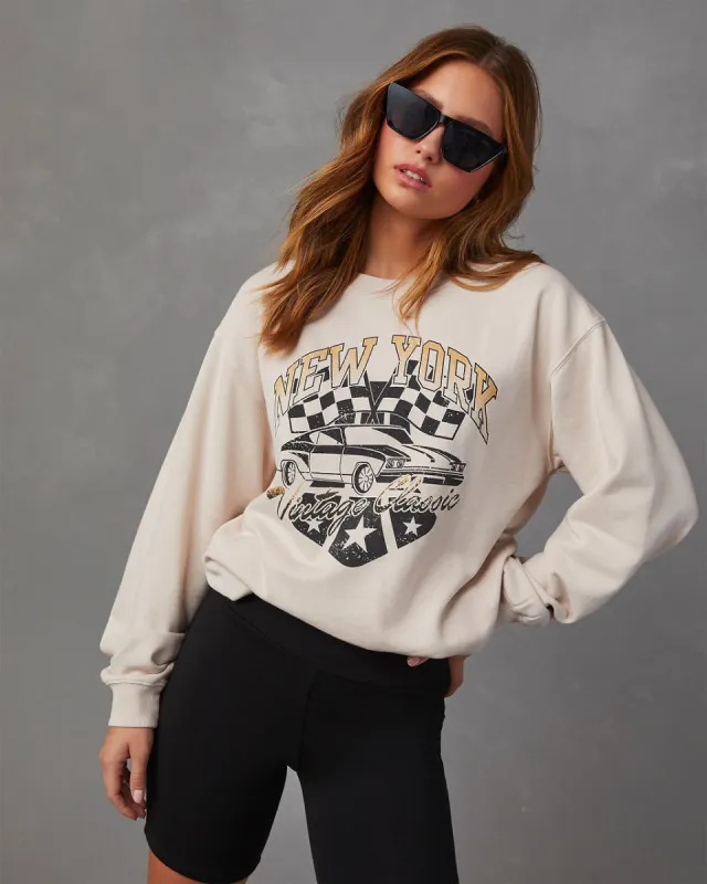 New York Vintage Car Graphic Sweatshirt sold by Vici