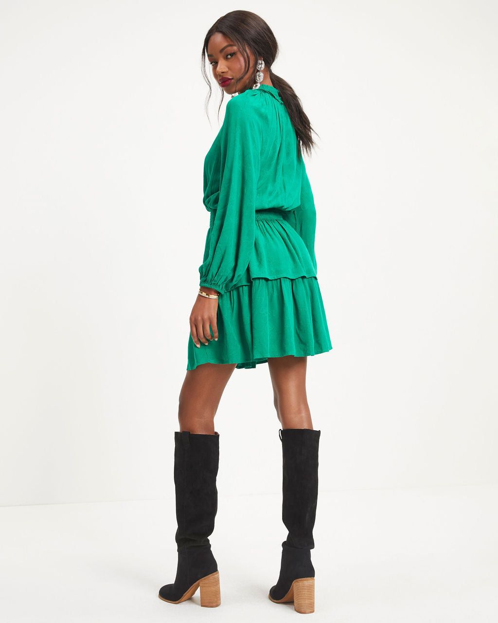 Under The Mistletoe Cutout Tiered Mini Dress sold by Vici product image thumbnail 4