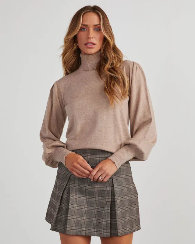 Raisman Turtleneck Knit Sweater - Taupe sold by Vici