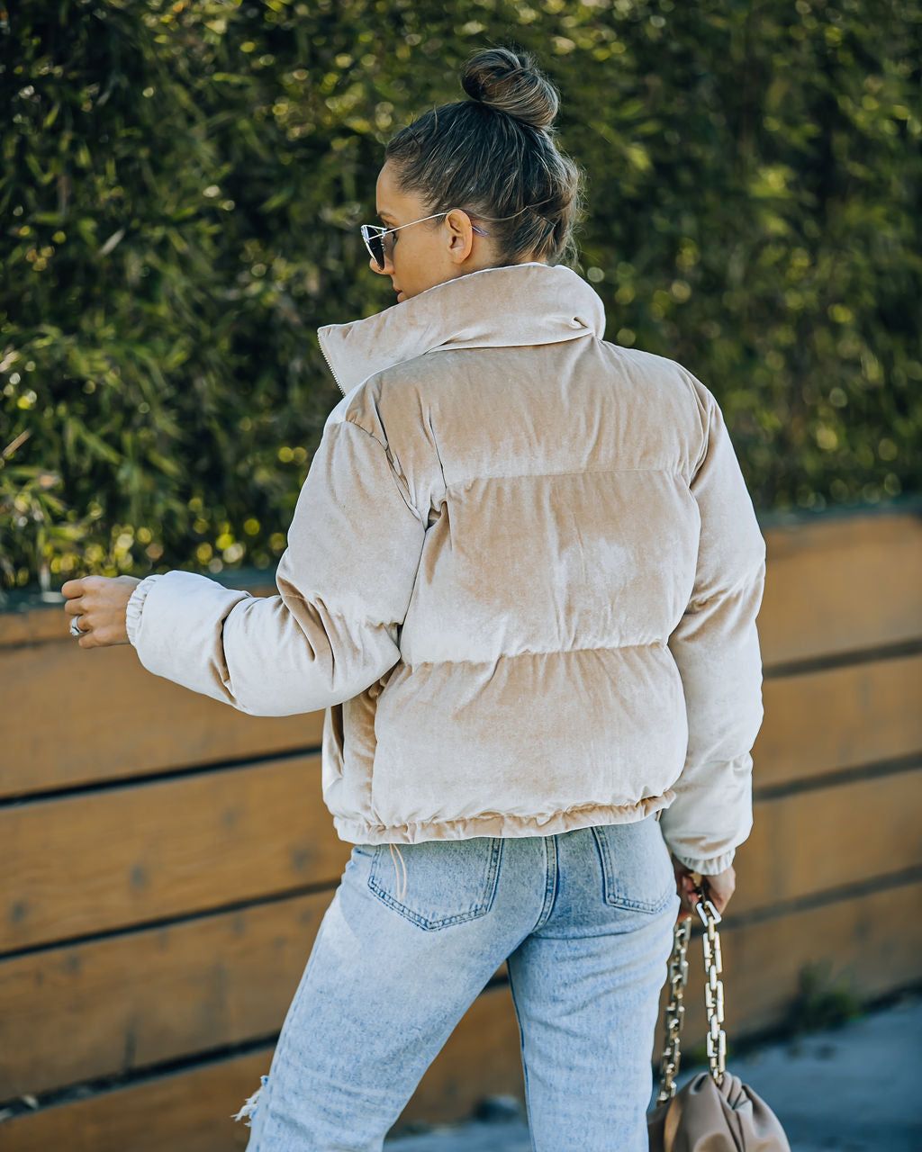 Powder Pocketed Velvet Puffer Jacket - Beige - FINAL SALE sold by Vici product image thumbnail 2