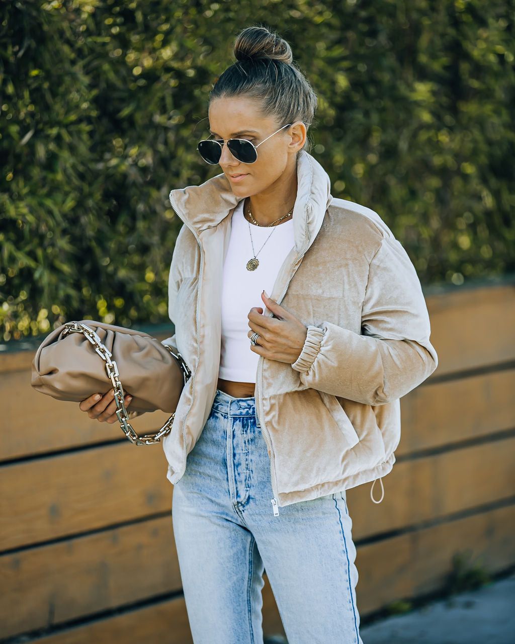 Powder Pocketed Velvet Puffer Jacket - Beige - FINAL SALE sold by Vici product image thumbnail 10