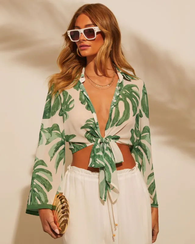 Aveline Cropped Printed Blouse sold by Vici