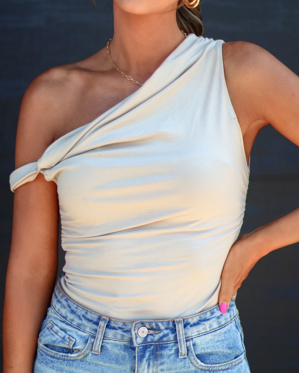 Level Up Ruched Off The Shoulder Bodysuit - Sand - FINAL SALE sold by Vici product image thumbnail 6