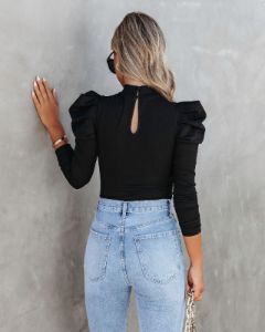 Elizabeth Ribbed Puff Sleeve Bodysuit sold by Vici
