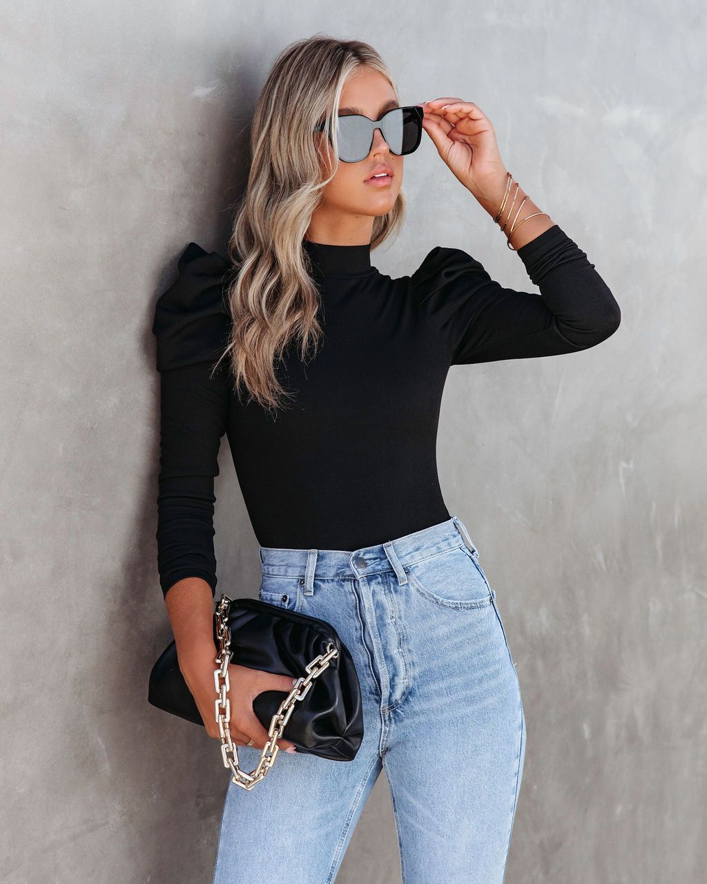 Elizabeth Ribbed Puff Sleeve Bodysuit sold by Vici product image thumbnail 3