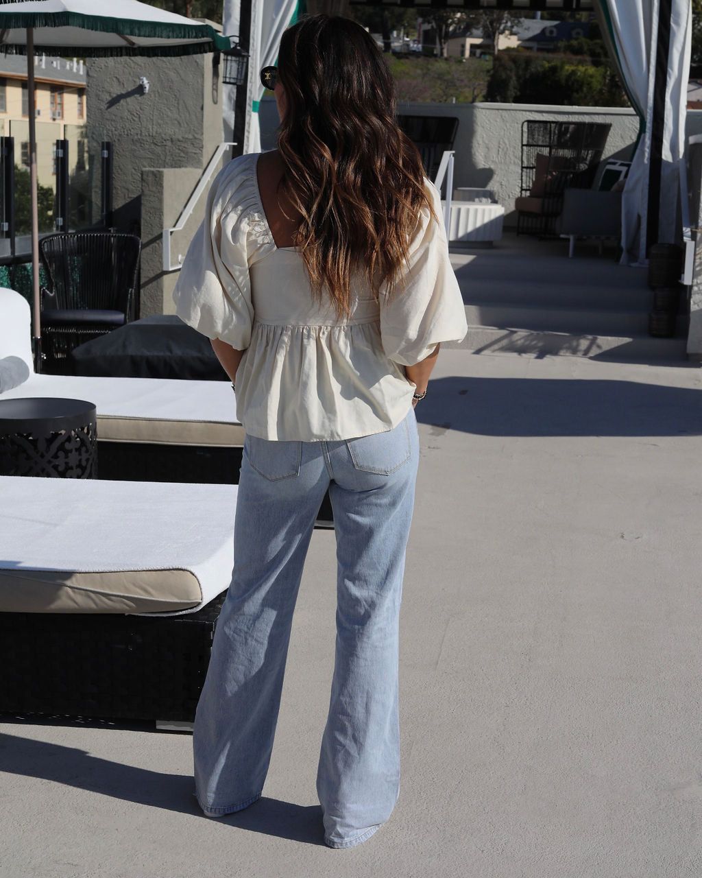 Valentina Cotton Puff Sleeve Babydoll Top - Cream - FINAL SALE sold by Vici product image thumbnail 4